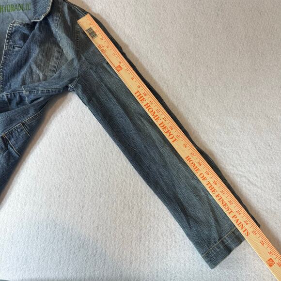 Jean Jacket by Hydraulic Size Large with cute fabric rose / flower Denim - Picture 9 of 11